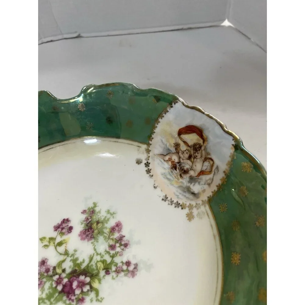 Rare Vintage Victoria Carlsbad Made in Austria Porcelain Gold Trim Serving Bowl
